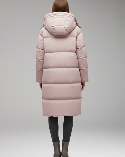 Women's Long Quilted Hooded Puffer Winter Jacket