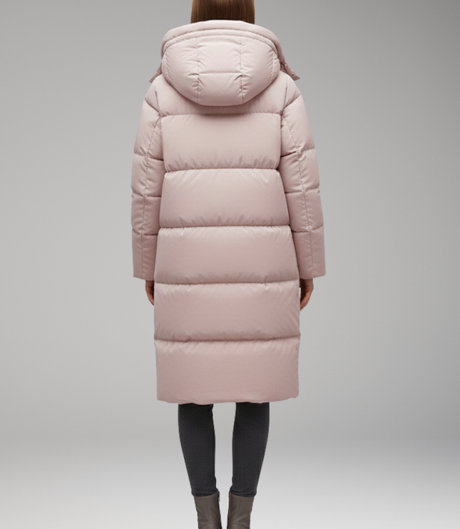 Women's Long Quilted Hooded Puffer Winter Jacket