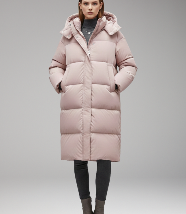 Women's Long Quilted Hooded Puffer Winter Jacket