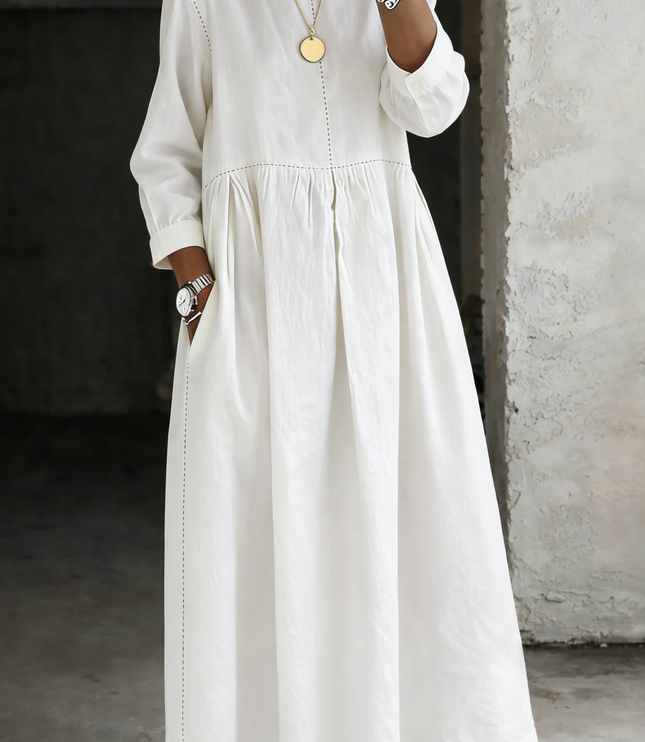 Women's Long Sleeve Maxi Dress with a Smocked Bodice