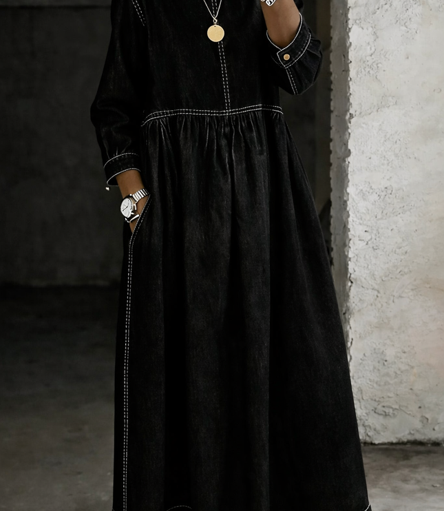 Women's Long Sleeve Maxi Dress with a Smocked Bodice