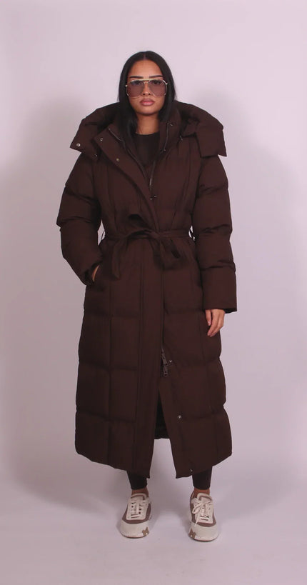 Women's Longline Quilted Padded Winter Puffer Coat