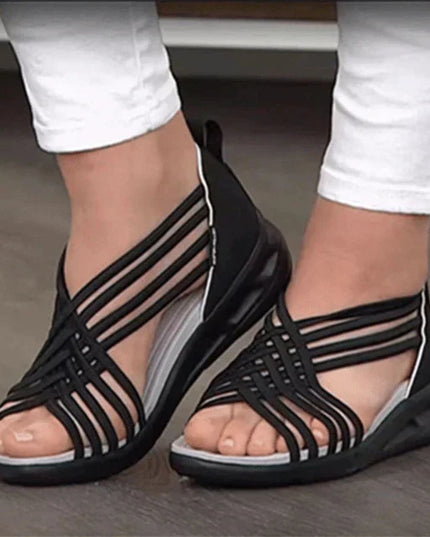 Women's Low Wedges in a Caged Strap Design