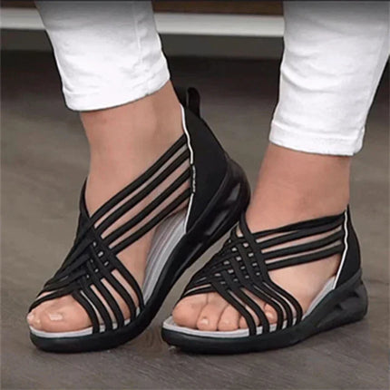 Women's Low Wedges in a Caged Strap Design