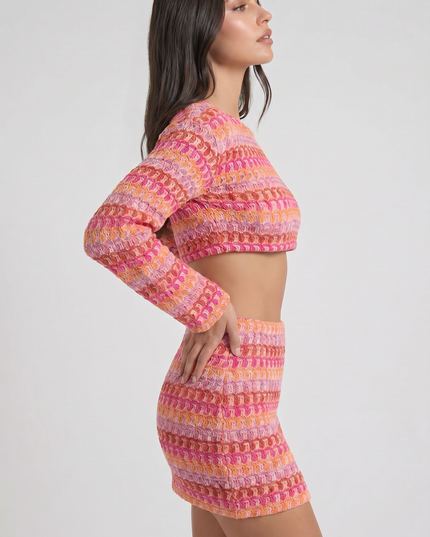 Women's Matching Crop Top and Skirt Summer Co-ord Set