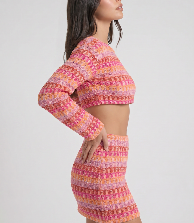 Women's Matching Crop Top and Skirt Summer Co-ord Set