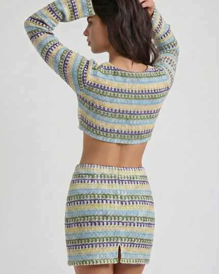 Women's Matching Crop Top and Skirt Summer Co-ord Set