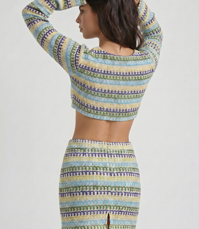 Women's Matching Crop Top and Skirt Summer Co-ord Set