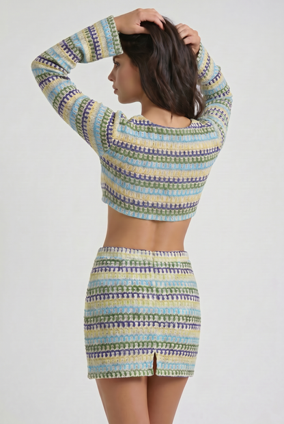 Women's Matching Crop Top and Skirt Summer Co-ord Set