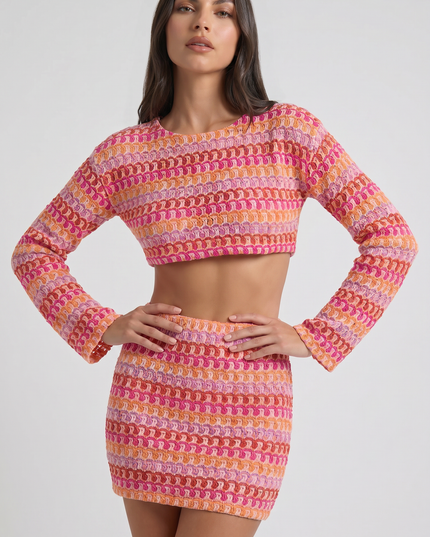 Women's Matching Crop Top and Skirt Summer Co-ord Set