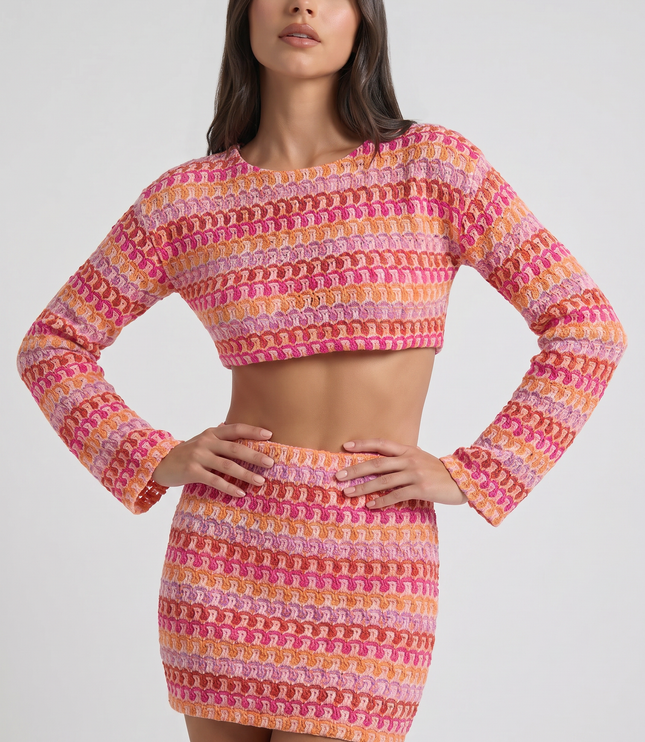 Women's Matching Crop Top and Skirt Summer Co-ord Set