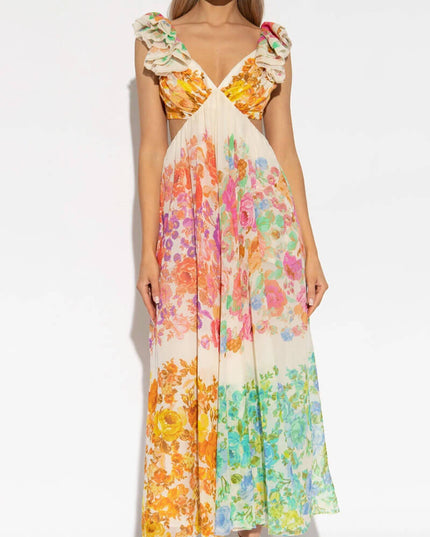 Women's Maxi Dress in a Floral Ombre Print with an Open Back