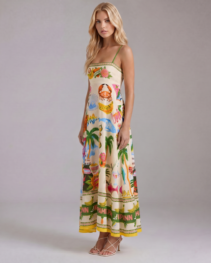 Women's Maxi Dress in a Tropical Print with an Empire Bodice
