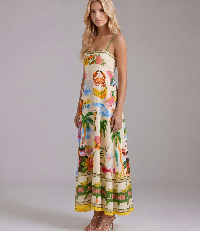 Women's Maxi Dress in a Tropical Print with an Empire Bodice