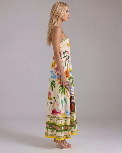 Women's Maxi Dress in a Tropical Print with an Empire Bodice