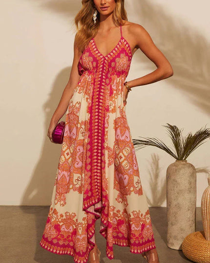 Women's Maxi Dress in Paisley Print with a Halter Neckline