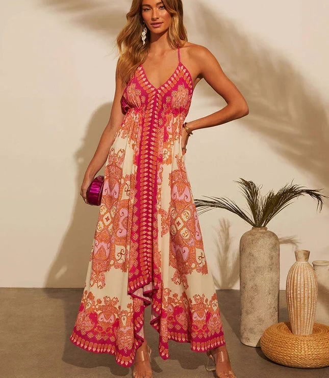 Women's Maxi Dress in Paisley Print with a Halter Neckline