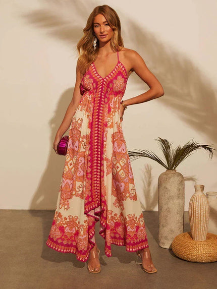 Women's Maxi Dress in Paisley Print with a Halter Neckline