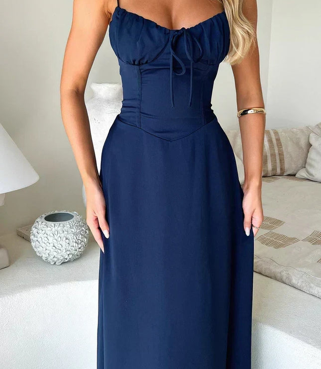 Women's Maxi Dress with a Sweetheart Neckline and Ruched Bodice