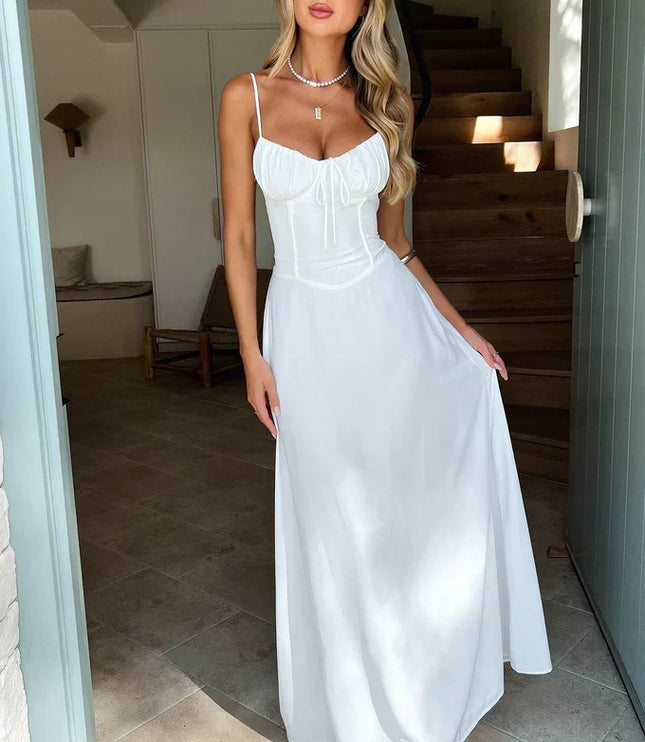 Women's Maxi Dress with a Sweetheart Neckline and Ruched Bodice