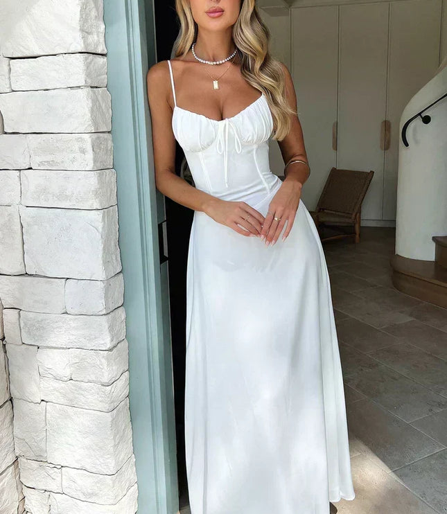 Women's Maxi Dress with a Sweetheart Neckline and Ruched Bodice