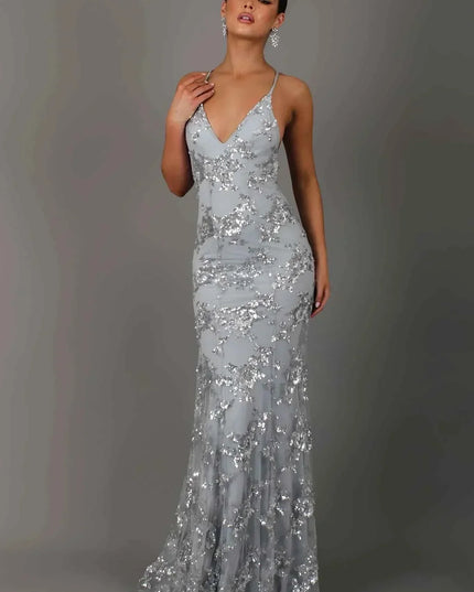 Women's Mermaid Gown with Sequins and an Open Back