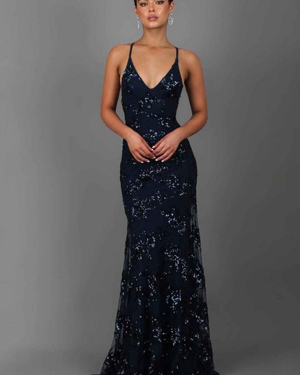 Women's Mermaid Gown with Sequins and an Open Back