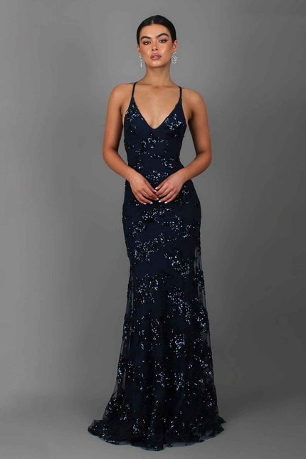 Women's Mermaid Gown with Sequins and an Open Back