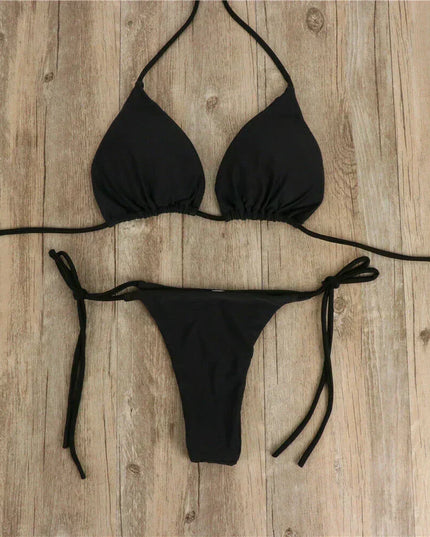 Women's Minimal Bikini Set with a Halter Top and Tie Sides