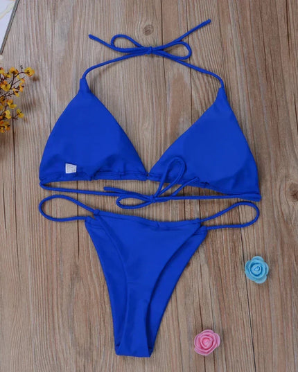 Women's Minimal Bikini Set with a Halter Top and Tie Sides