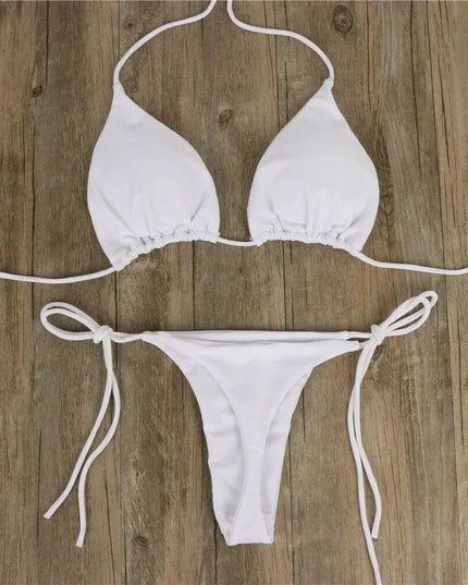 Women's Minimal Bikini Set with a Halter Top and Tie Sides