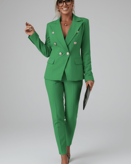 Women's Notched Lapel Blazer and Straight Leg Pant Suit