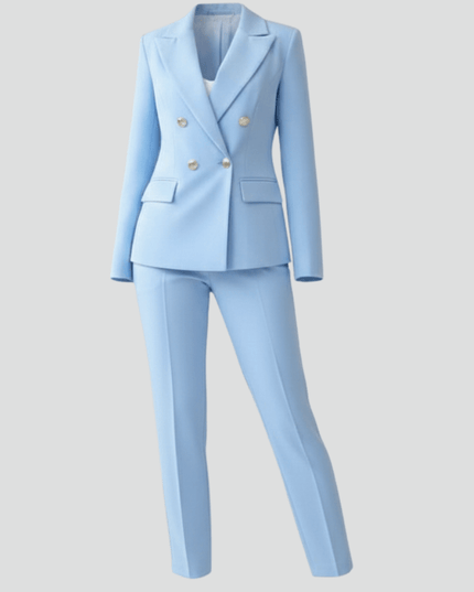 Women's Notched Lapel Blazer and Straight Leg Pant Suit