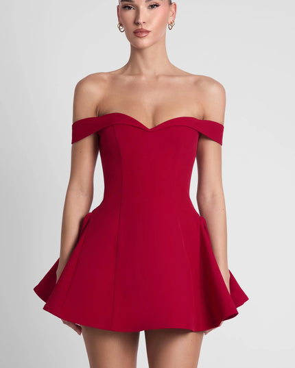 Women Off Shoulder Contrast Mini Dress - product image 2