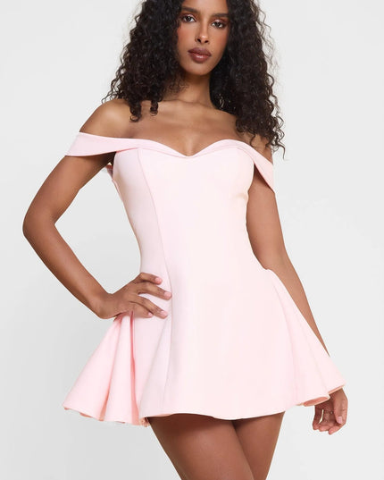 Women Off Shoulder Contrast Mini Dress - product image 3