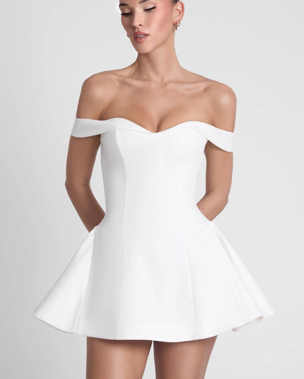 Women Off Shoulder Contrast Mini Dress - product image 4