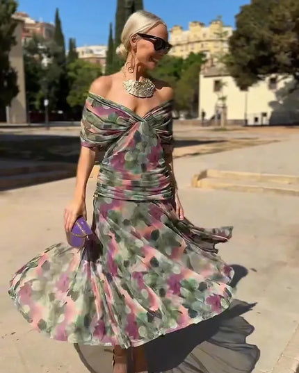Women Off Shoulder Draped Ruched Midi Dress - product image 10