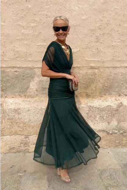 Women Off Shoulder Draped Ruched Midi Dress - product image 6