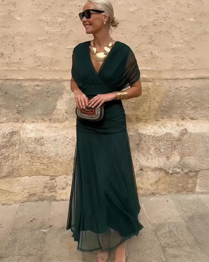 Women Off Shoulder Draped Ruched Midi Dress - product image 1