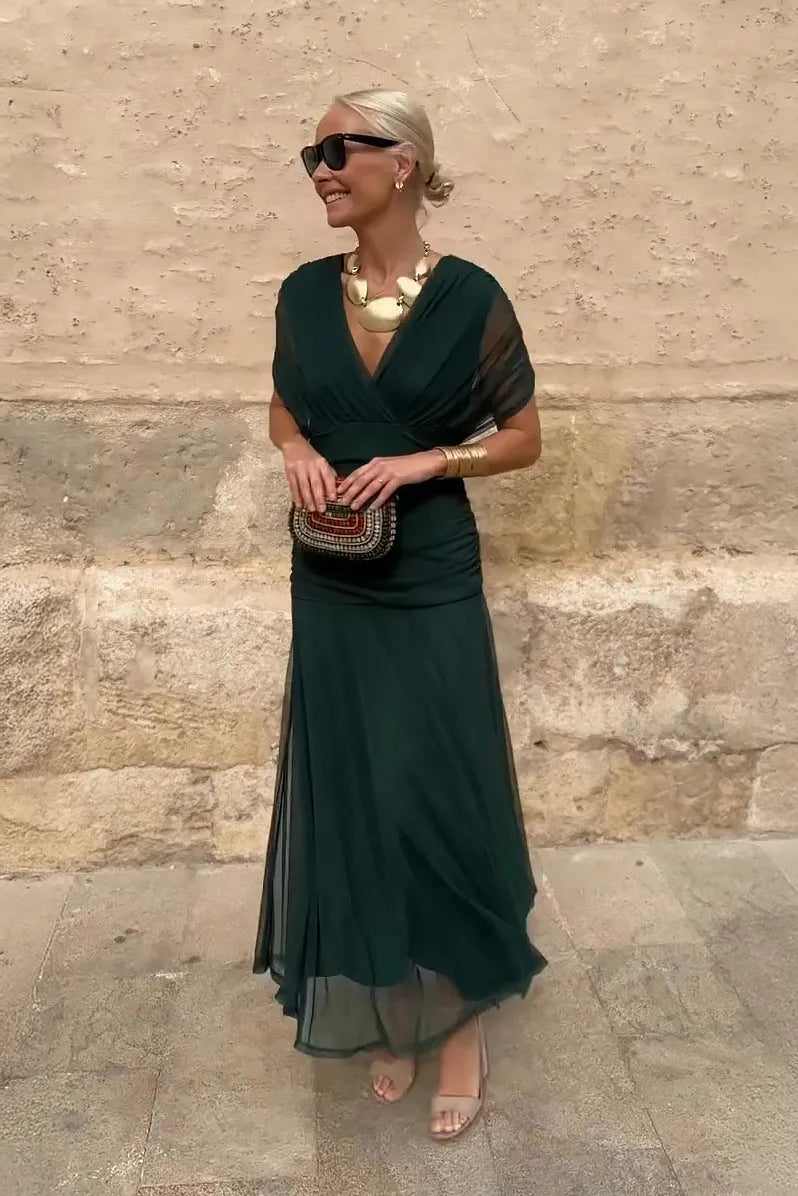 Women Off Shoulder Draped Ruched Midi Dress - product image 1