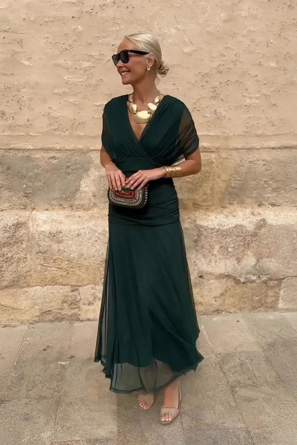 Women Off Shoulder Draped Ruched Midi Dress - product image 1