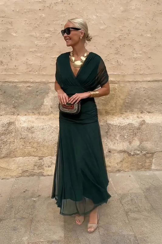 Women Off Shoulder Draped Ruched Midi Dress - product image 1