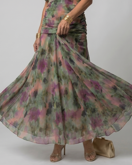 Women's Off-Shoulder Floral Mesh Midi Party Dress