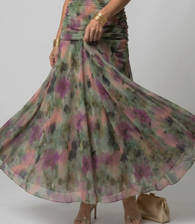 Women's Off-Shoulder Floral Mesh Midi Party Dress