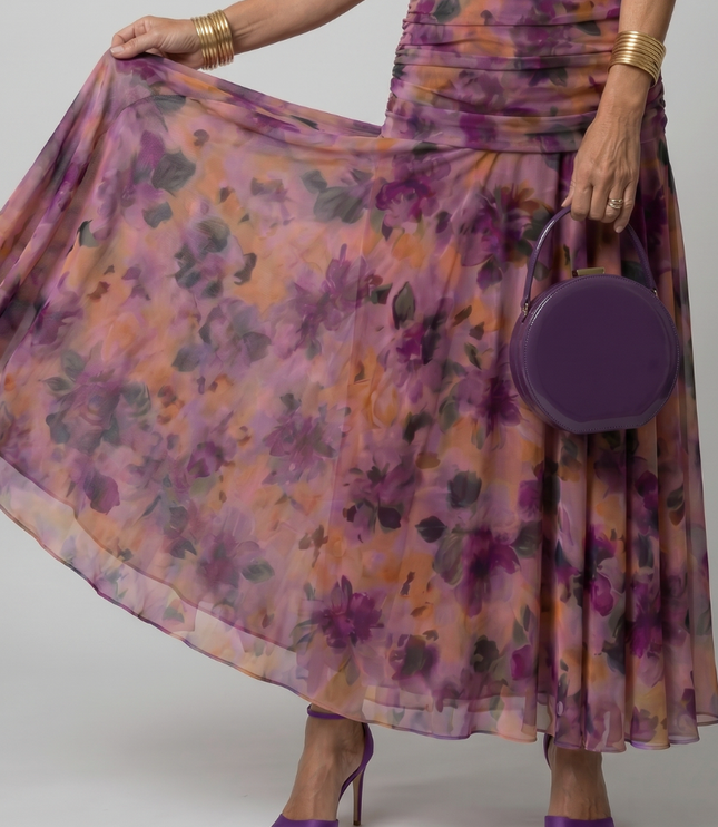 Women's Off-Shoulder Floral Mesh Midi Party Dress