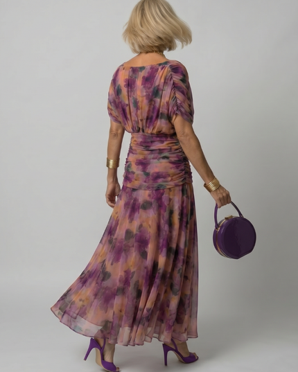 Women's Off-Shoulder Floral Mesh Midi Party Dress