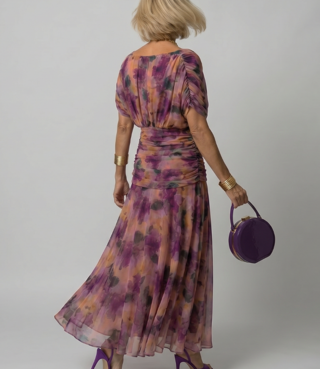 Women's Off-Shoulder Floral Mesh Midi Party Dress