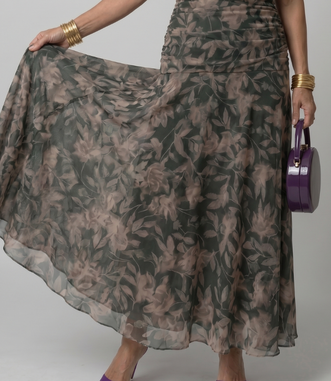 Women's Off-Shoulder Floral Mesh Midi Party Dress