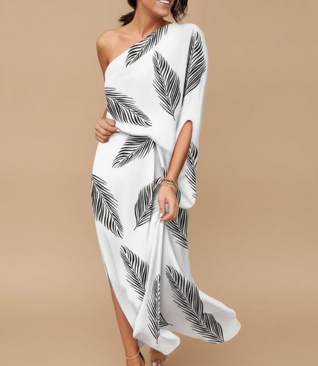 Women's One Shoulder Floral Print Maxi Summer Dress