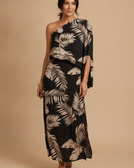 Women's One Shoulder Floral Print Maxi Summer Dress